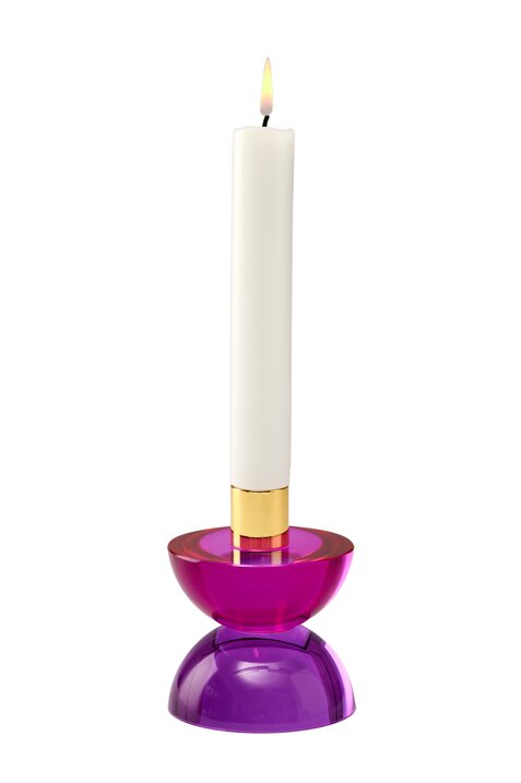 Dioptrics, Kristallglas-Kerzenhalter,  Cabochon, doppelt, neon pink/lila