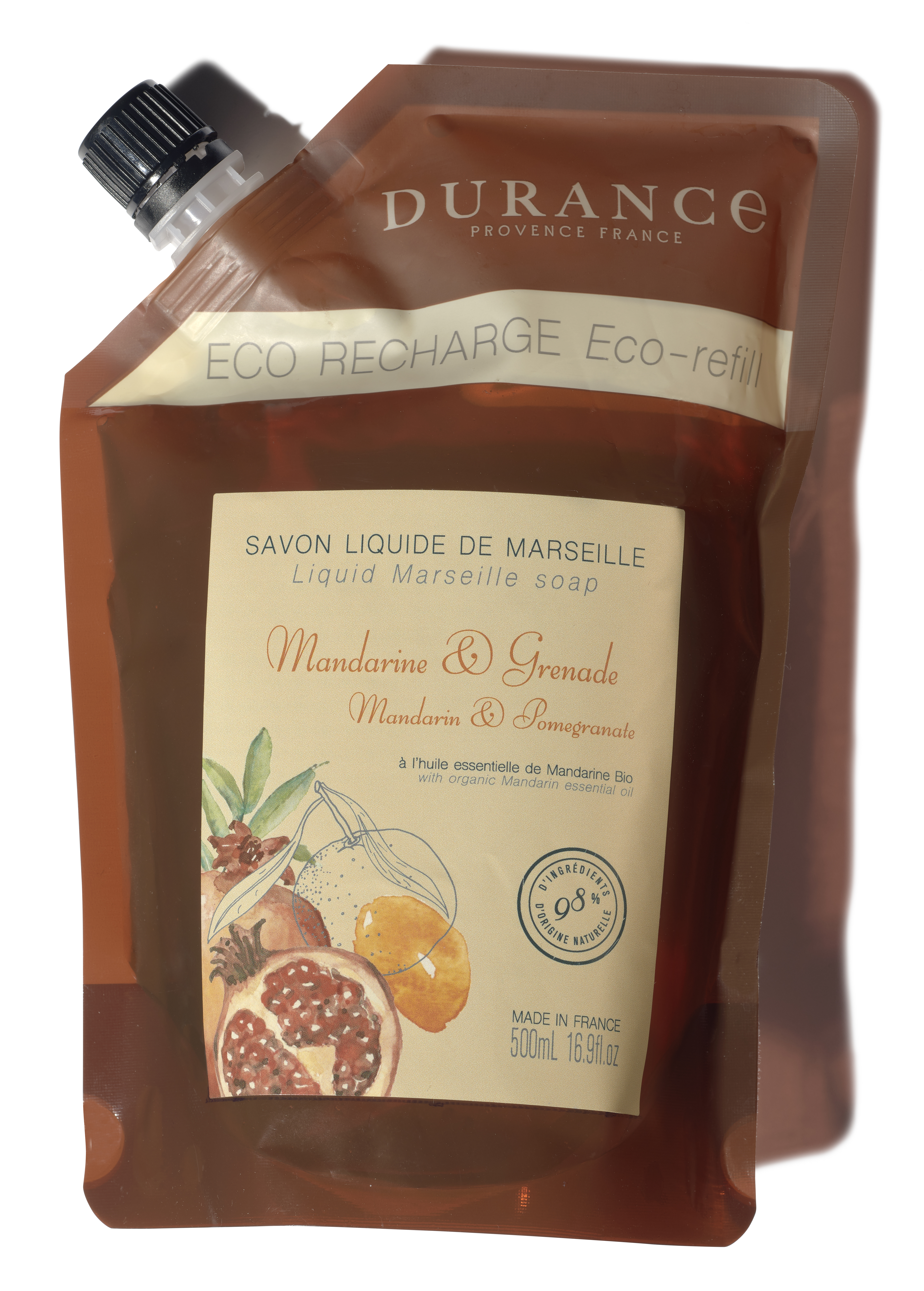 DURANCE - Öko-Nachfüllpackung Marseiller Flüssigse Mandarine & Granatapfel 500ml
