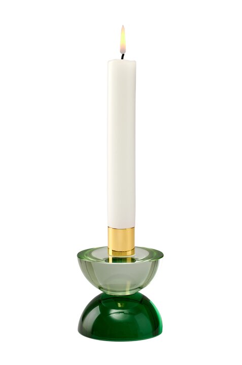 Dioptrics, Kristallglas-Kerzenhalter,  Cabochon, doppelt, hellgrün/grün