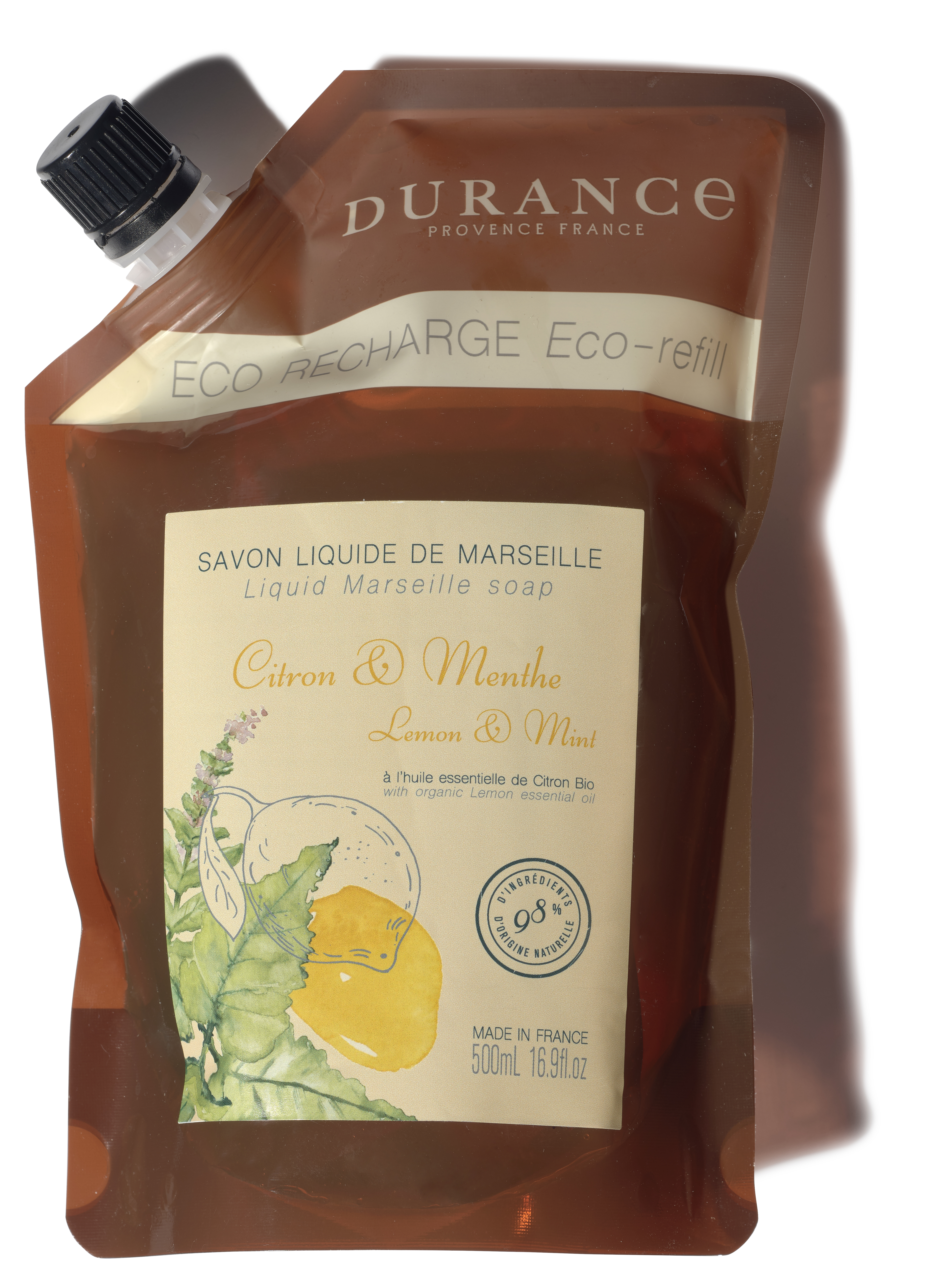 DURANCE - Öko-Nachfüllpackung Marseiller Flüssigse Zitrone & Minze 500ml